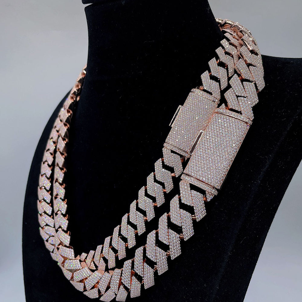18mm Moissanite Cuban Link Chain Necklace | S925 Sterling Silver, Iced Statement Chain