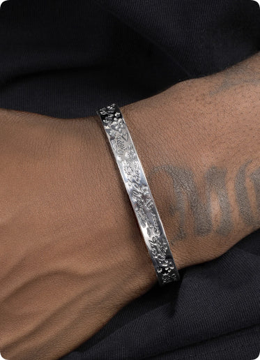 Men’s Graffiti Style 925 Sterling Silver Bracelet