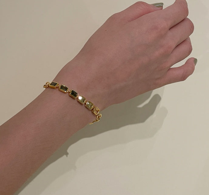 Gradient Green Zircon Bracelet | 18K Gold Plated