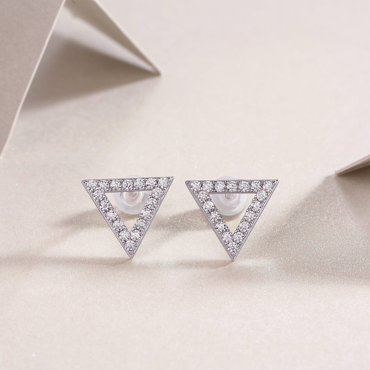 Unique Triangle Moissanite Stud Earrings | Sterling Silver Luxury Jewelry