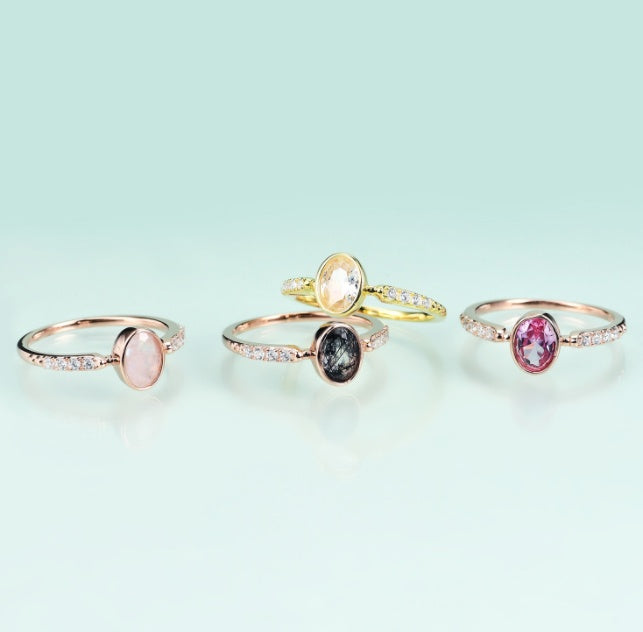 Pink Corundum Inlay Ring | Rose Gold-Plated Sterling Silver Jewelry