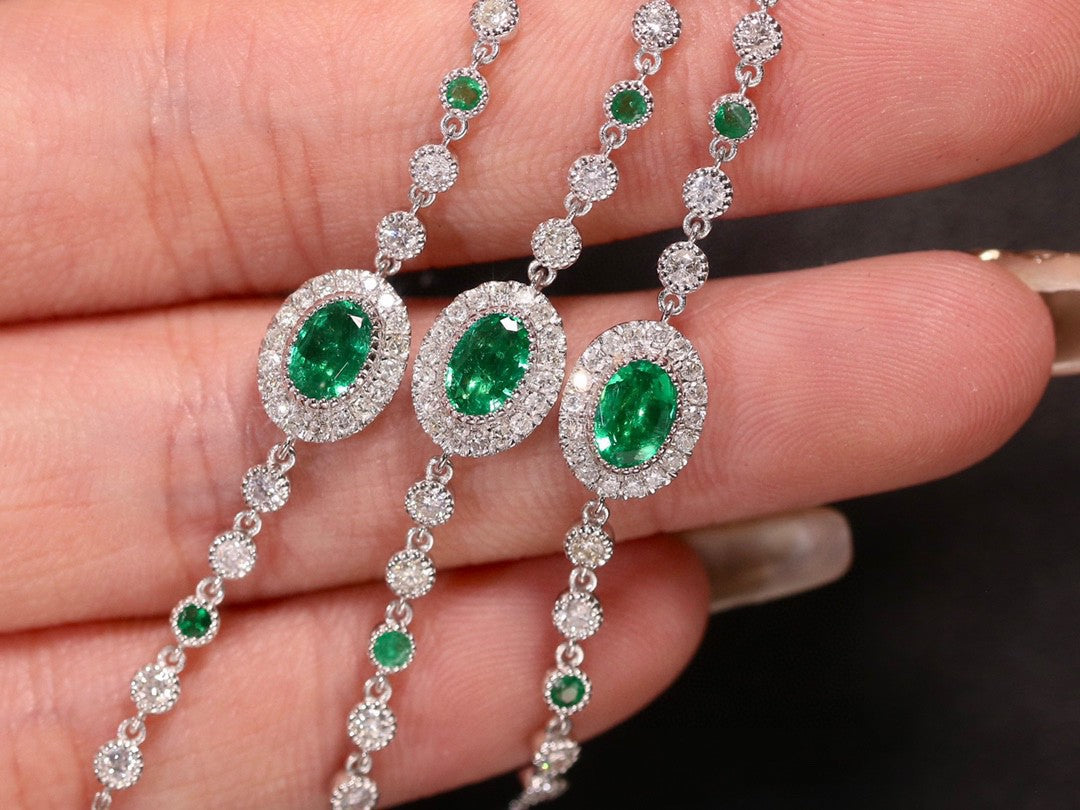 Natural Emerald Tennis Bracelet in 925 Sterling Silver