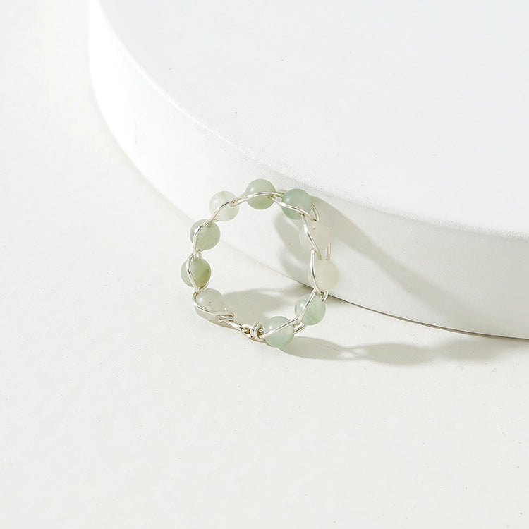 Aurora Thread — Stone Bead Ring