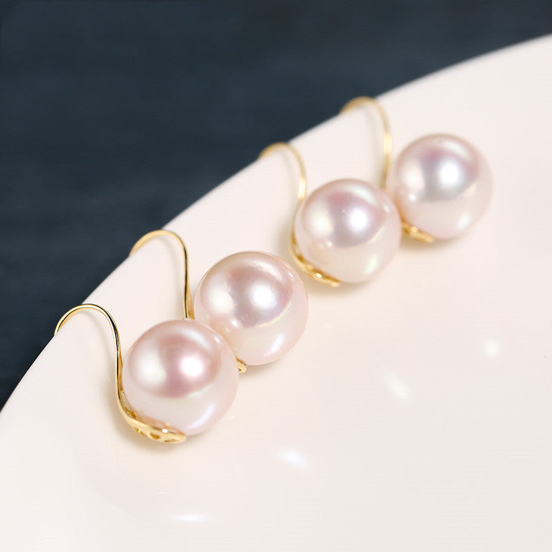 Bright Moonlight freshwater pearl earrings gold ear hooks fashionable jewelry women accessories elegant earrings pearl jewelry