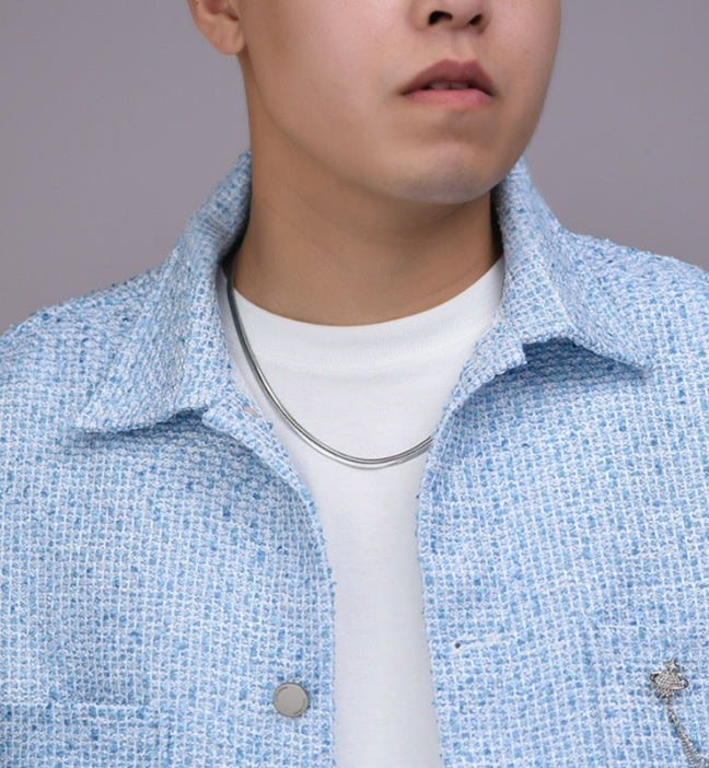 Flat Snake Bone Chain Silver Necklace | Unisex Statement Jewelry