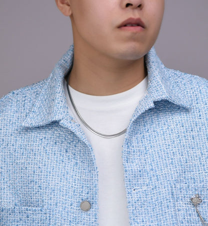 Flat Snake Bone Chain Silver Necklace | Unisex Statement Jewelry