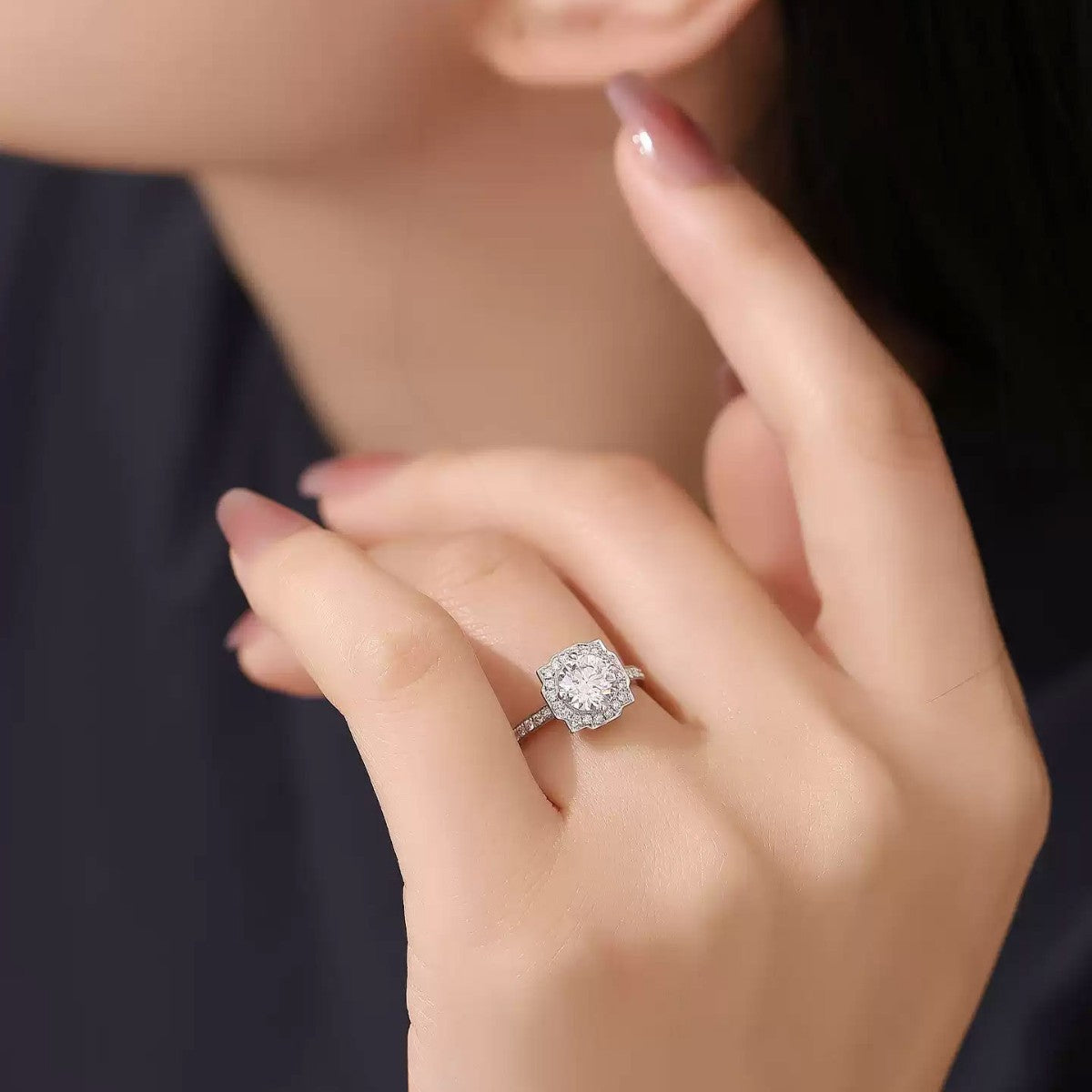1 Carat Diamond-Style Engagement Ring | Platinum-Tone Bridal Design