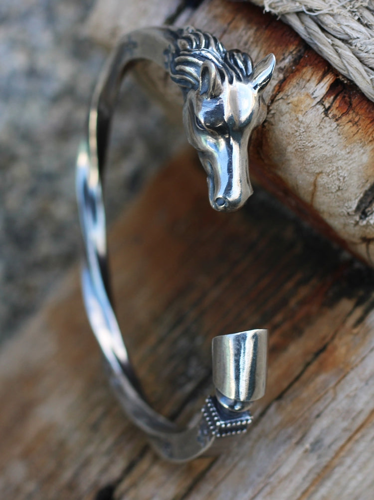 Handmade Horse Head Bracelet for Men – Sterling Silver Jewelry