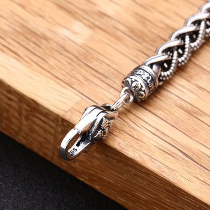 925 Sterling Silver Thai Rope Bracelet for Men – Thick Vintage Chain