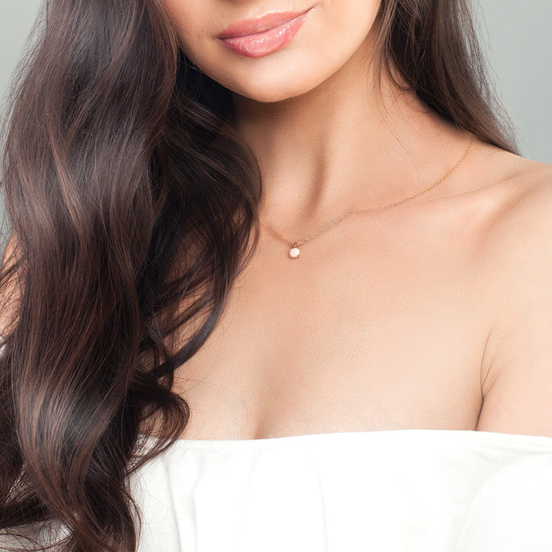 14K Gold Natural Opal Solitaire Necklace | Minimal Fine Jewelry Pendant