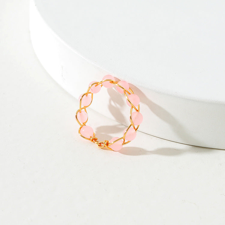 Aurora Thread — Stone Bead Ring