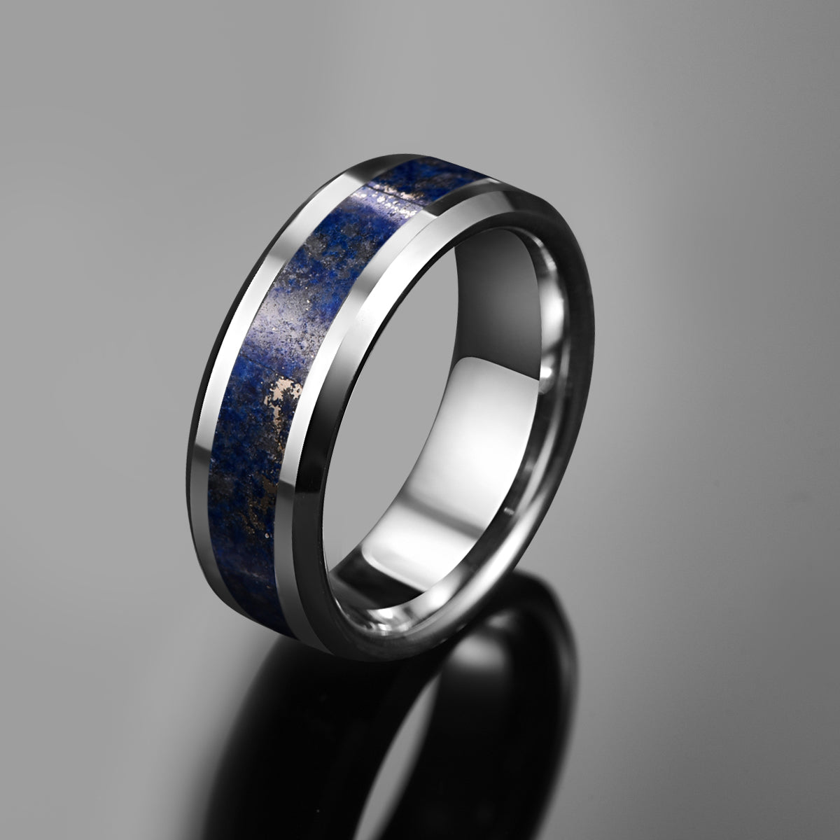 Lapis Lazuli Inlay Ring | 8mm Tungsten Steel Men’s Band