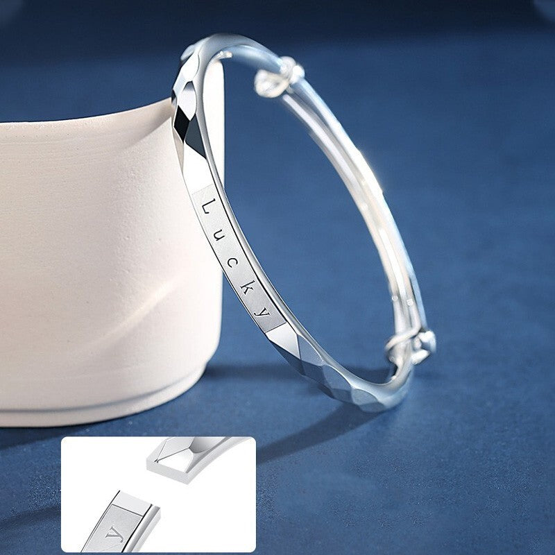 Sterling Silver Minimal Bangle Bracelet | Adjustable Fit