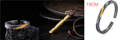 Men’s Pure Silver Personalized Bracelet | Retro Design with 24K Gold Accents