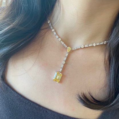 Yellow Gemstone Drop Necklace | 925 Sterling Silver