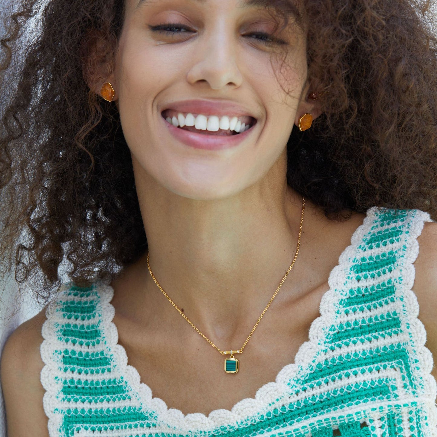 Sterling Silver Lapis Lazuli & Malachite Pendant Necklace