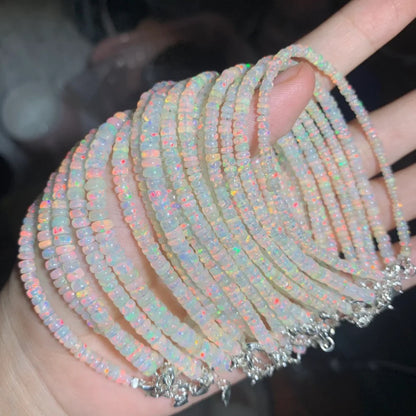 Fire Opal Beaded Bracelet | 925 Sterling Silver