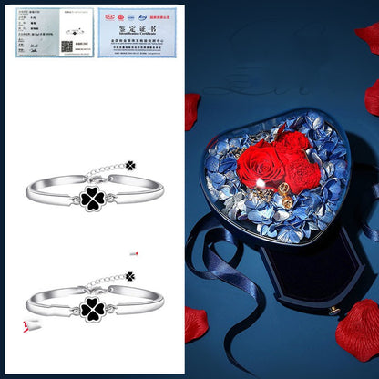 Lucky Clover Rose Bracelet | Solid 999 Silver Gift Edition