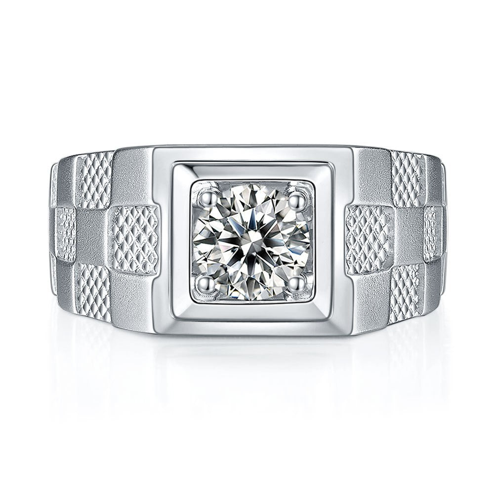 Men’s Simple Moissanite Ring | Modern Diamond-Style Design