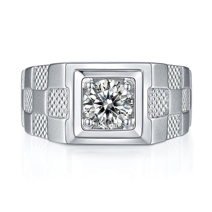 Men’s Simple Moissanite Ring | Modern Diamond-Style Design
