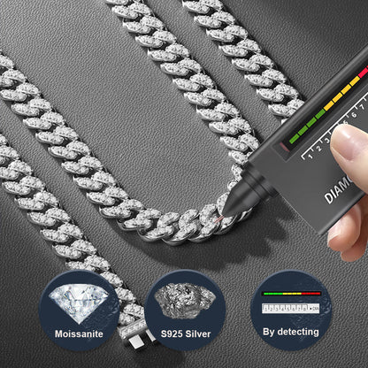 Moissanite Cuban Chain Necklace | Gold-Plated Silver Luxury Statement Piece