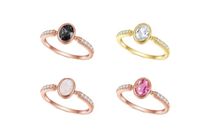 Pink Corundum Inlay Ring | Rose Gold-Plated Sterling Silver Jewelry