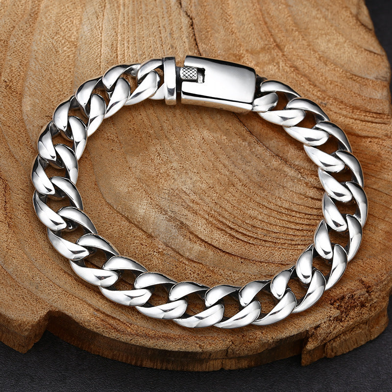 Men’s 925 Sterling Silver Glossy Cuban Bracelet | Classic National Style Jewelry