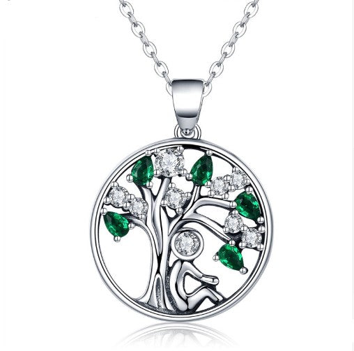 925 Sterling Silver Tree of Life Necklace | Zircon Symbolic Pendant
