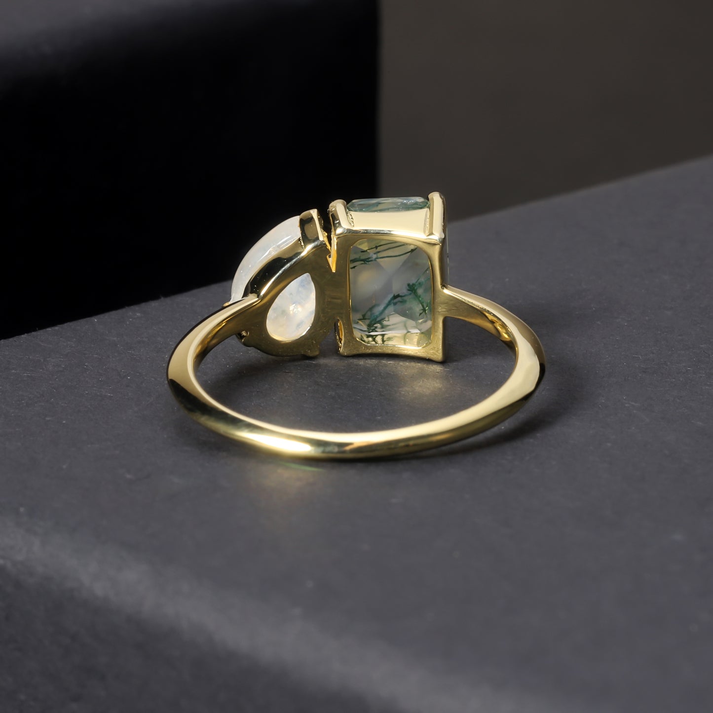 925 Sterling Silver Agate Ring | Square & Oval Multi-Gemstone Design