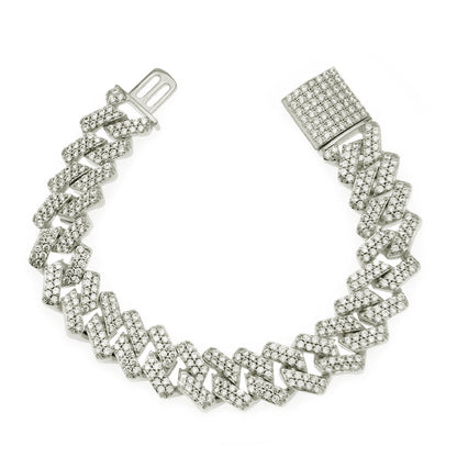 Men’s Gold-Tone Cuban Link Bracelet with Iced Stones