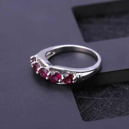 Rose Garnet Band Ring | 925 Sterling Silver Natural Gemstone Ring