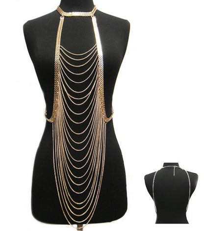 Long Layered Back Body Chain | Elegant Draped Statement Jewelry