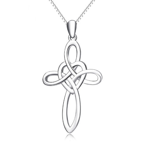 925 Sterling Silver Celtic Cross Heart Necklace | Symbolic Love Pendant