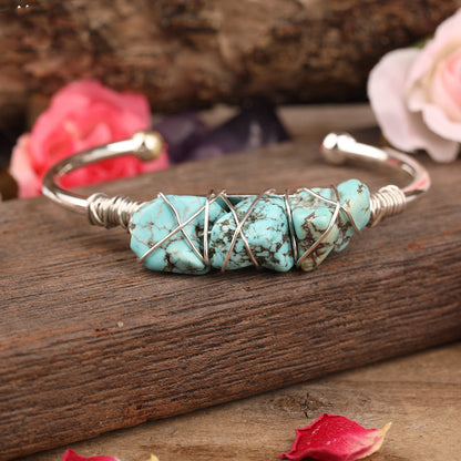 Moonwash — Natural Howlite Wire-Wrapped Bracelet