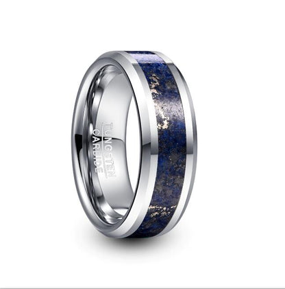 Lapis Lazuli Inlay Ring | 8mm Tungsten Steel Men’s Band