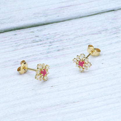 Princess Cut Square Ruby Jewelry Set | Geometric Hollow Necklace & Earrings