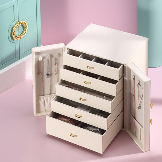 Elegant Jewelry Storage Cabinet | PU Leather Multi-Tier Organizer