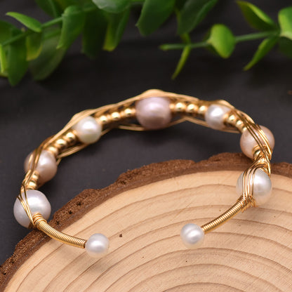 Pearlwhisper — Freshwater Pearl Wire Bangle Bracelet | Heirloom Collection