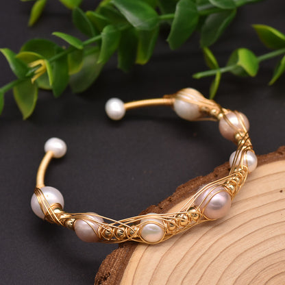 Pearlwhisper — Freshwater Pearl Wire Bangle Bracelet | Heirloom Collection