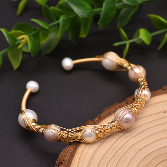 Pearlwhisper — Freshwater Pearl Wire Bangle Bracelet | Heirloom Collection