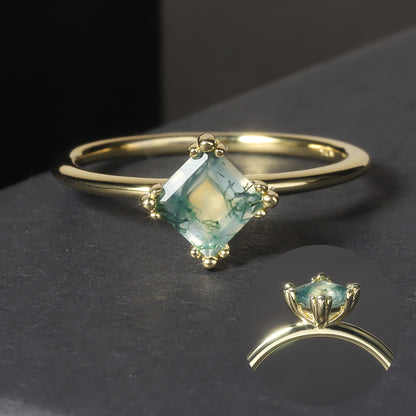 Natural Water Plant Agate | 925 Sterling Silver Ring