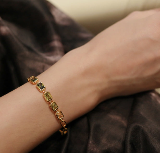 Gradient Green Zircon Bracelet | 18K Gold Plated
