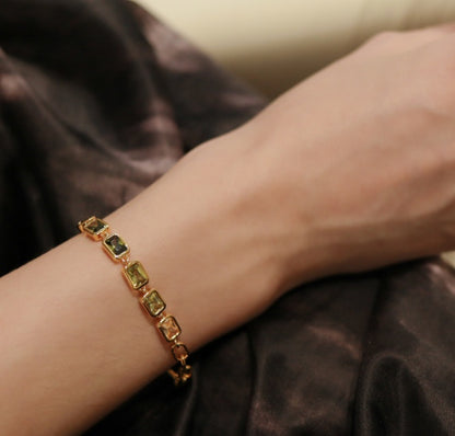 Gradient Green Zircon Bracelet | 18K Gold Plated