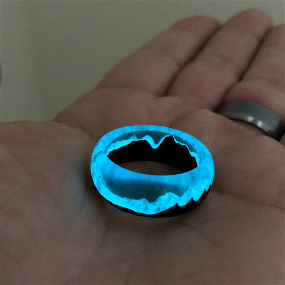 Resin Wood Glow Ring | Aurora Starry Sky Design for Men & Women