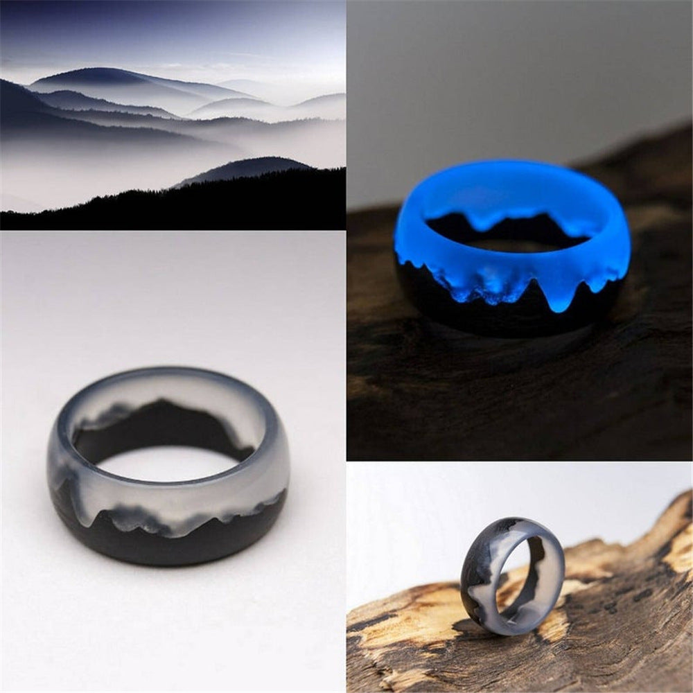 Resin Wood Glow Ring | Aurora Starry Sky Design for Men & Women