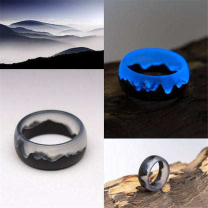 Resin Wood Glow Ring | Aurora Starry Sky Design for Men & Women