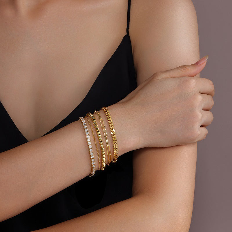 S925 Silver Gold Fashion 5-piece Stacked Bracelet