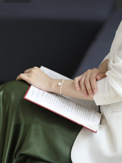 14K Gold-Clad Freshwater Pearl Multi-Layer Bracelet – Elegant Elastic Design