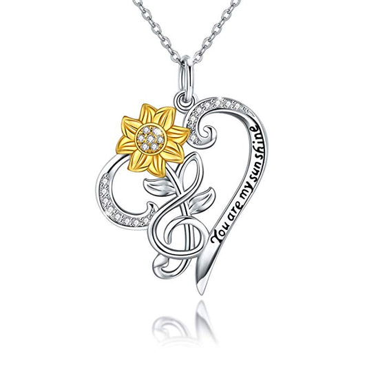 Sunflower Heart Necklace in 925 Sterling Silver