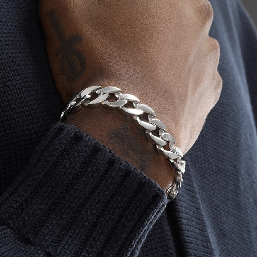 S925 Sterling Silver 13mm Cuban Link Bracelet for Men